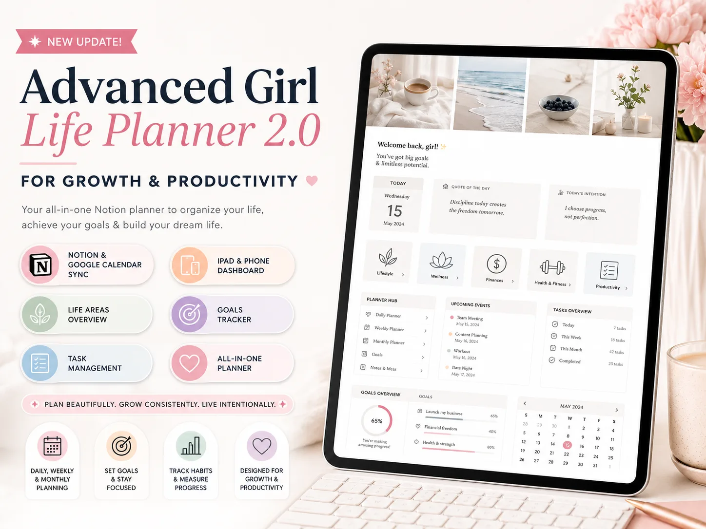 Her's Notion Planner - 2026 Advanced Girl Notion Life Planner for Growth & Productivity